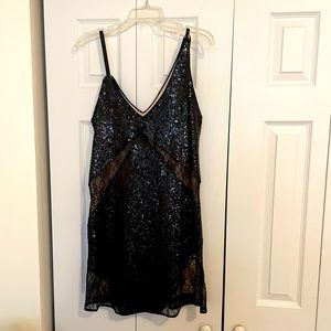 Sequin and lace black dress